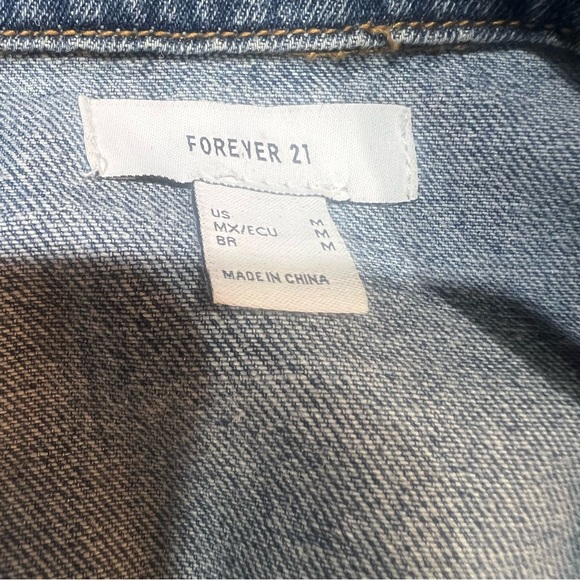 Forever 21 BEADED RHINESTONE Embellished Tassels Denim Crop Jacket Medium - Picture 6 of 13